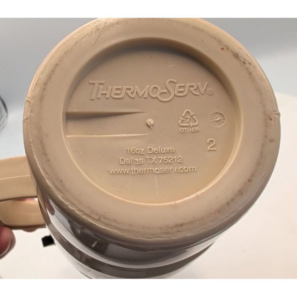 Tim Hortons Insulated Thermo-Serve Forest Trees Beige Coffee Travel Mug Vintage - Picture 6 of 7